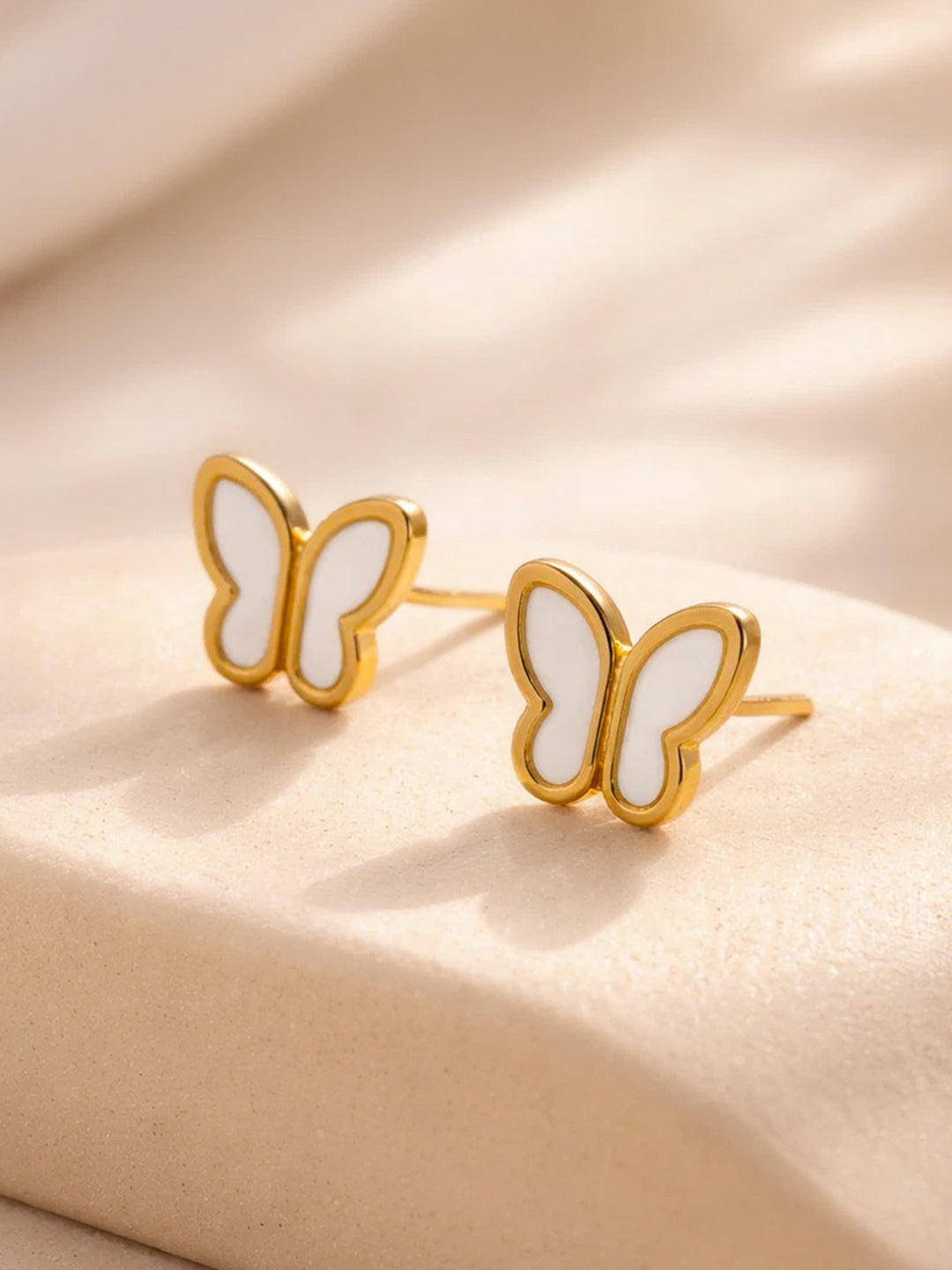 Demi Fine 18K Gold Plated Stainless steel Mini Butterfly Stud Earrings Length - 0.9 cm