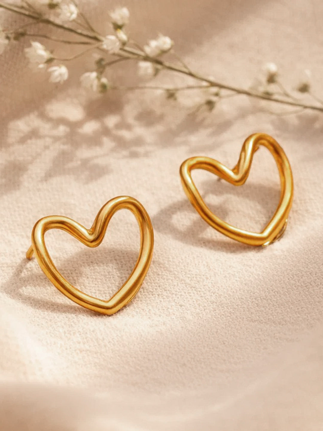 Demi Fine 18K Gold Plated Stainless steel Halo Heart Stud Earrings Length - 1.7 cm