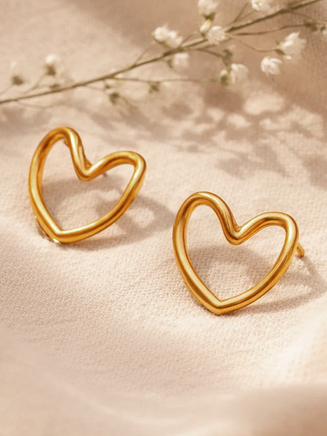 Demi Fine 18K Gold Plated Stainless steel Halo Heart Stud Earrings Length - 1.7 cm