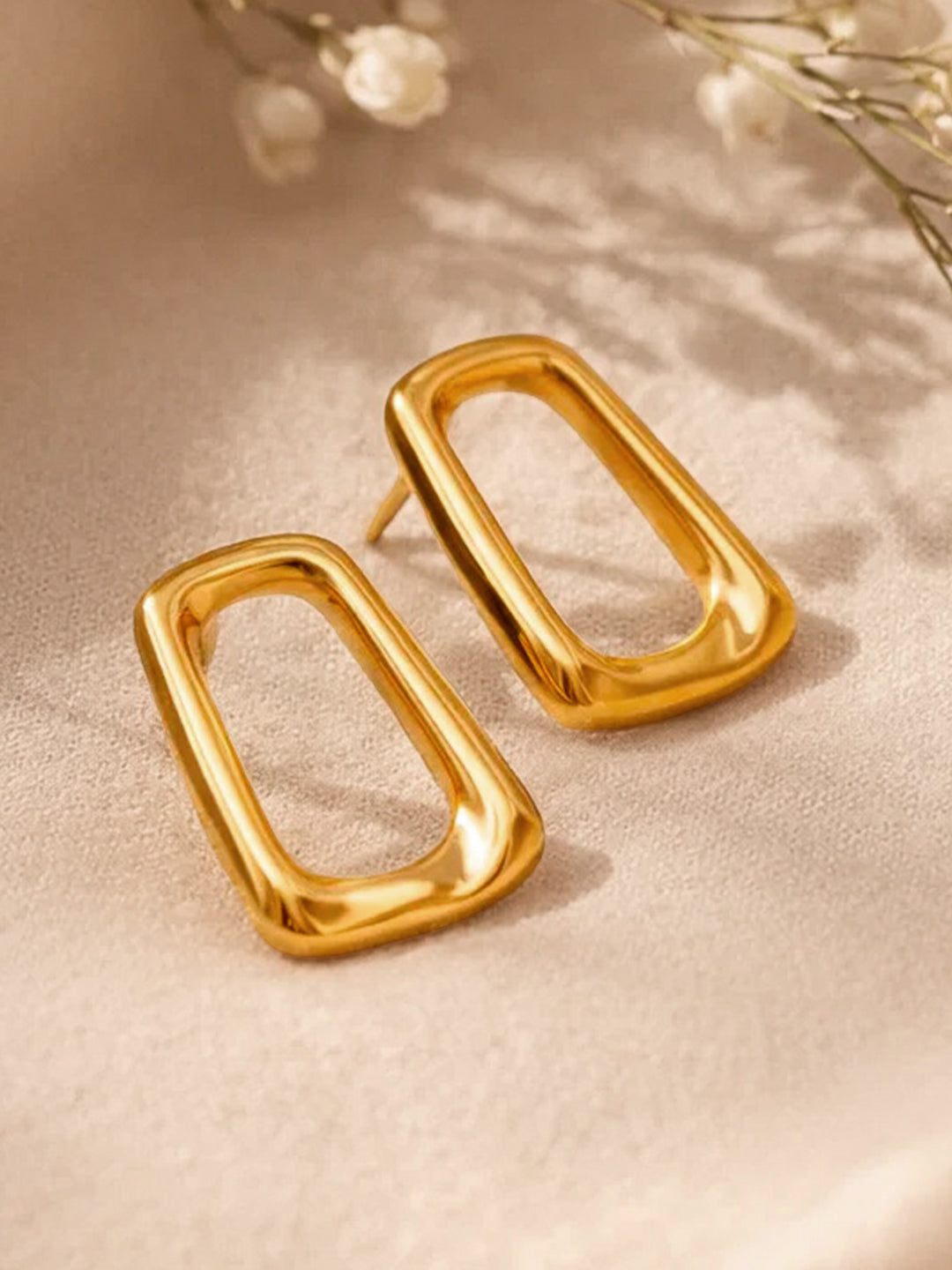 Demi Fine 18K Gold Plated Stainless steel Geometric Stud Earrings Length - 1.3 cm
