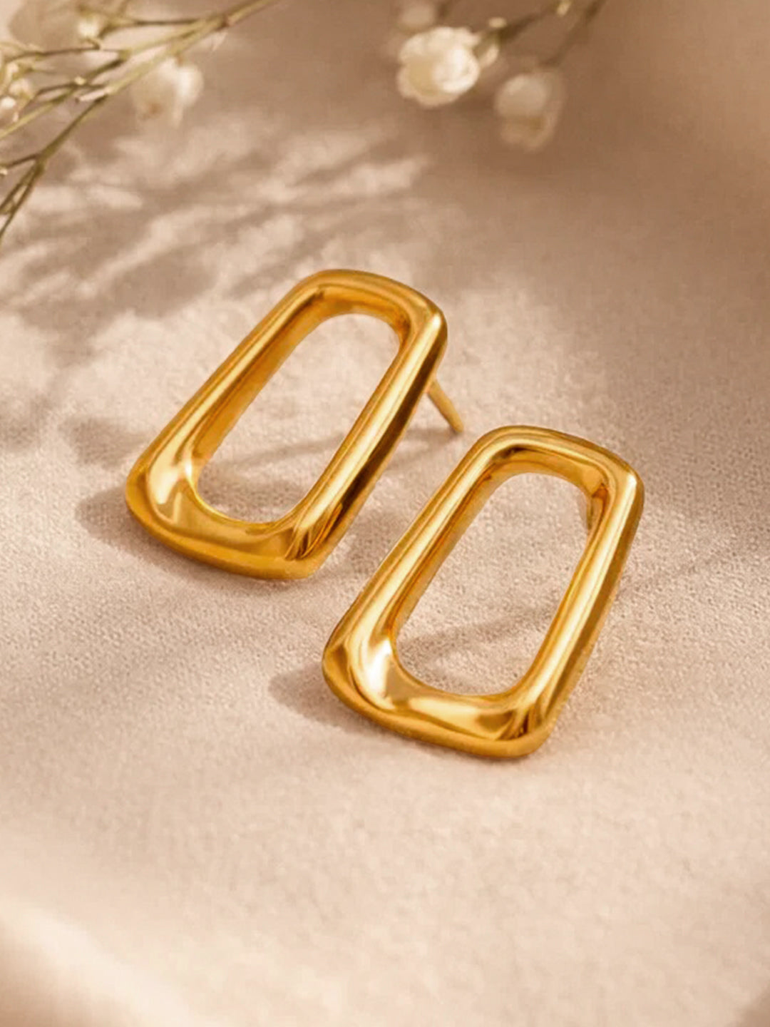 Demi Fine 18K Gold Plated Stainless steel Geometric Stud Earrings Length - 1.3 cm