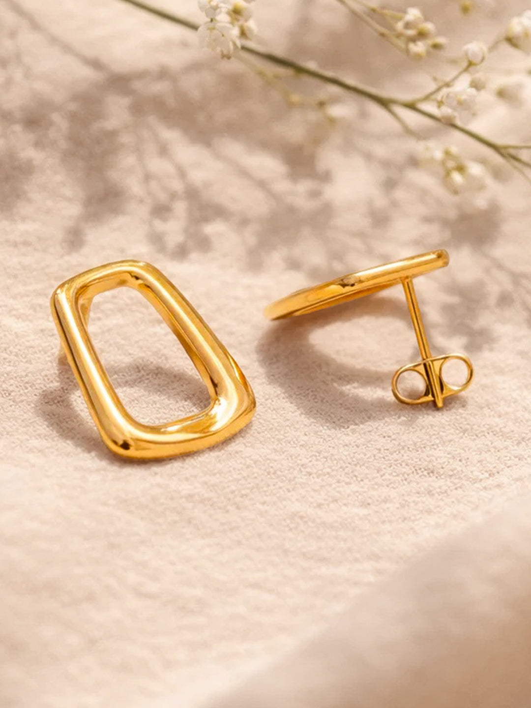 Demi Fine 18K Gold Plated Stainless steel Geometric Stud Earrings Length - 1.3 cm