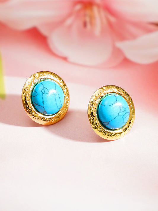 Demi Fine 18K Gold Plated Stainless steel Geometric Stud Earrings Length - 0.8 cm