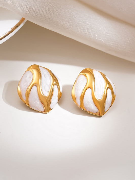 Demi Fine 18K Gold Plated Stainless steel Midnight Flame Stud Earrings Length - 2.4 cm