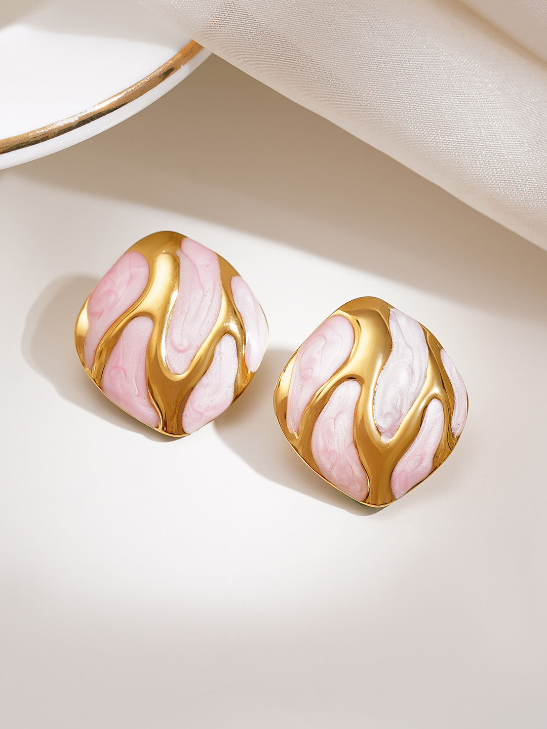 Demi Fine 18K Gold Plated Stainless steel Midnight Flame Stud Earrings Length - 2.3 cm