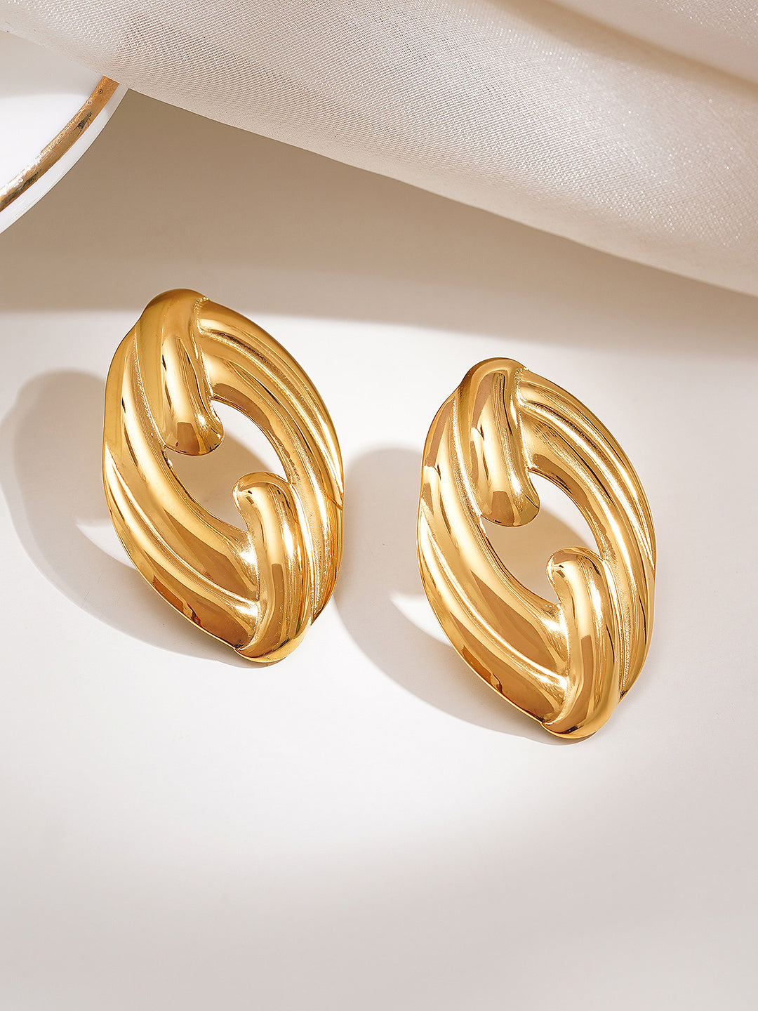 Demi Fine 18K Gold Plated Stainless steel Endless Glow Stud Earrings Length - 3.2 cm