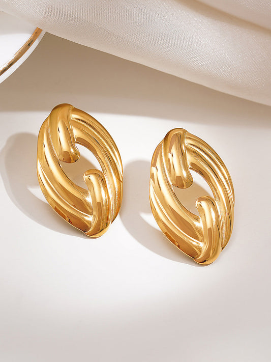 Demi Fine 18K Gold Plated Stainless steel Endless Glow Stud Earrings Length - 3.2 cm