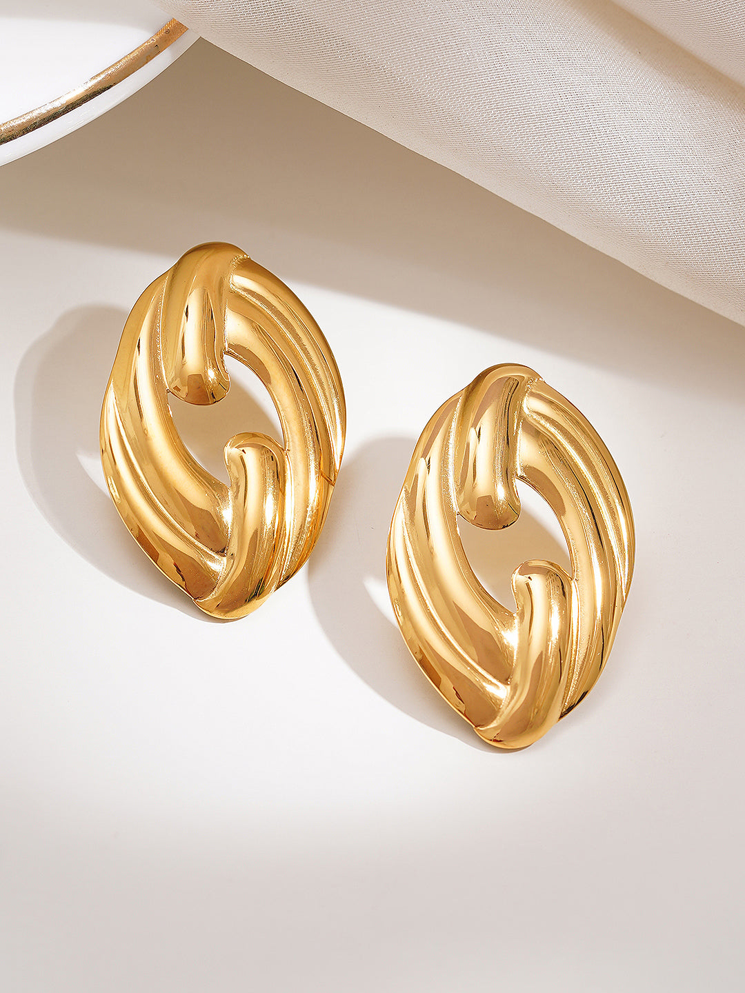 Demi Fine 18K Gold Plated Stainless steel Endless Glow Stud Earrings Length - 3.2 cm