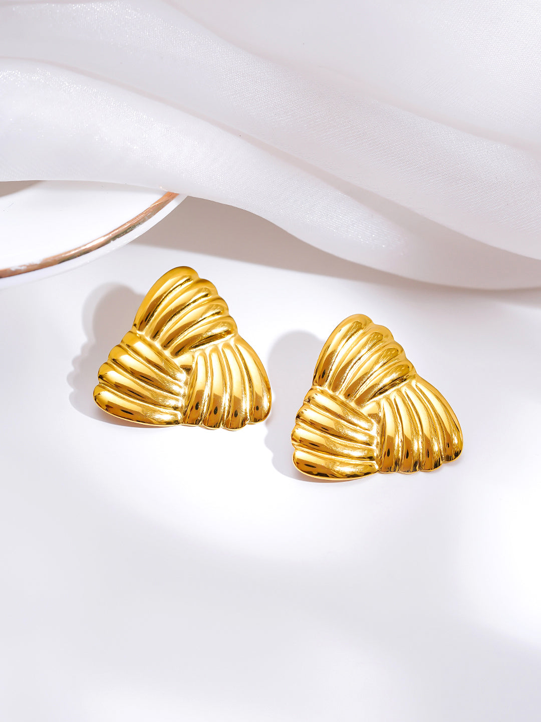 Demi Fine 18K Gold Plated Stainless steel Golden Crush Stud Earrings Length - 2.7 cm
