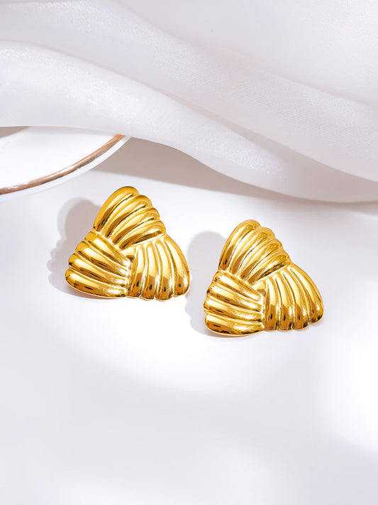 Demi Fine 18K Gold Plated Stainless steel Golden Crush Stud Earrings Length - 2.7 cm