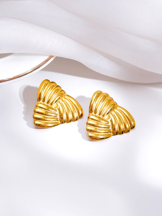 Demi Fine 18K Gold Plated Stainless steel Golden Crush Stud Earrings Length - 2.7 cm