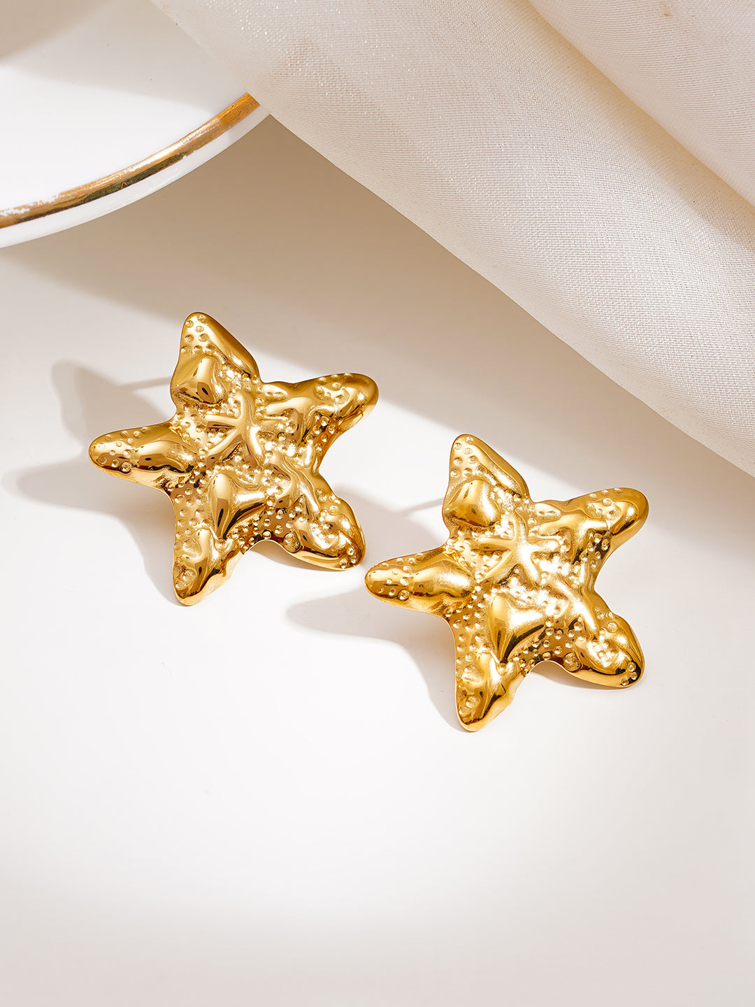 Demi Fine 18K Gold Plated Stainless steel Seaside Glow Star Studs Earrings Length - 2.5 cm