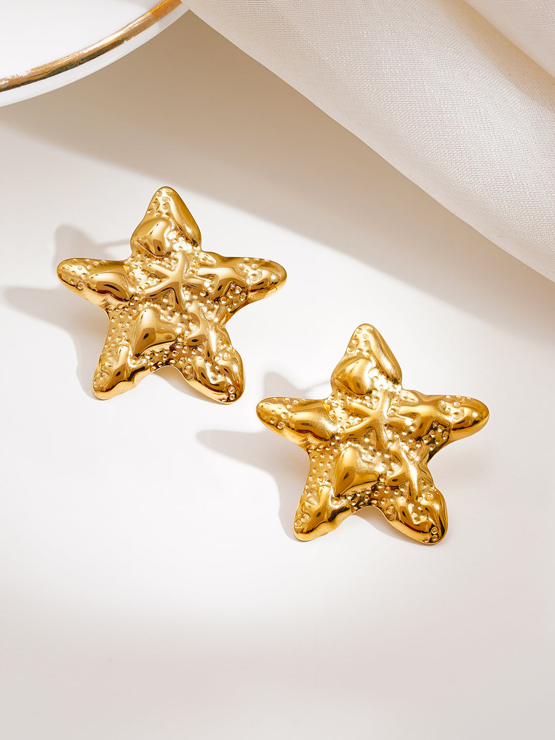 Demi Fine 18K Gold Plated Stainless steel Seaside Glow Star Studs Earrings Length - 2.5 cm