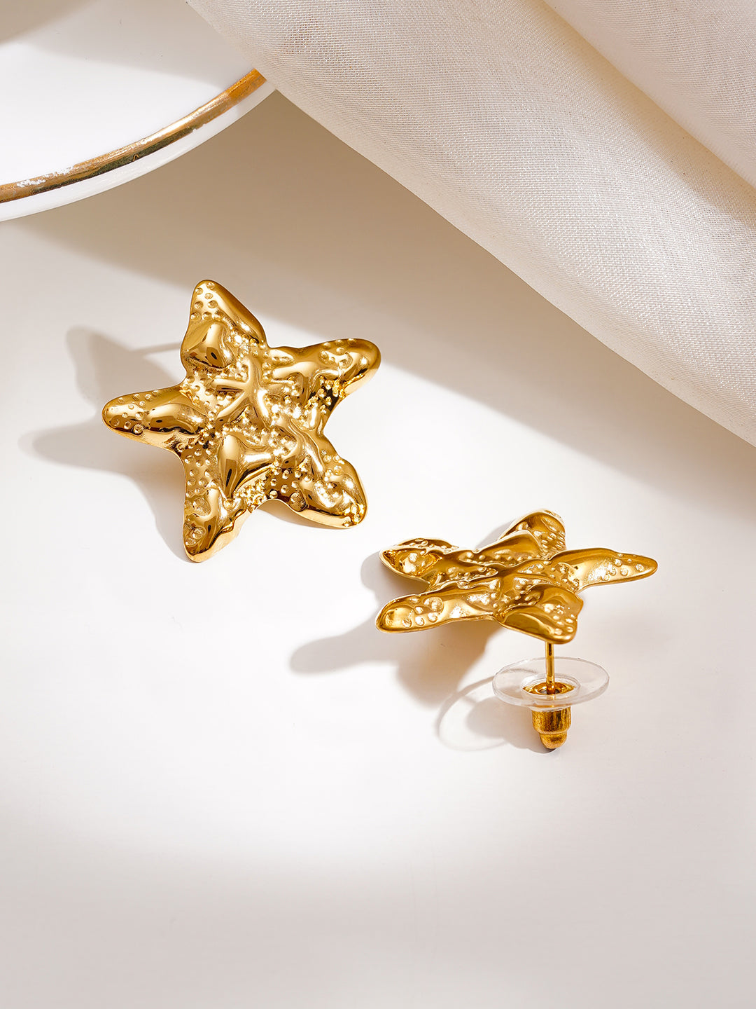 Demi Fine 18K Gold Plated Stainless steel Seaside Glow Star Studs Earrings Length - 2.5 cm