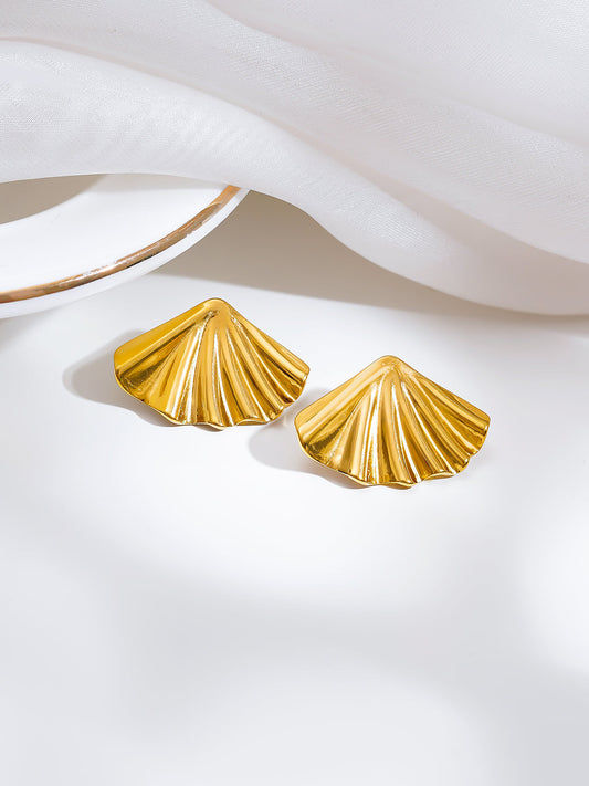 Demi Fine 18K Gold Plated Stainless steel Seaside Glow Statement Studs Earrings Length - 1.9 cm