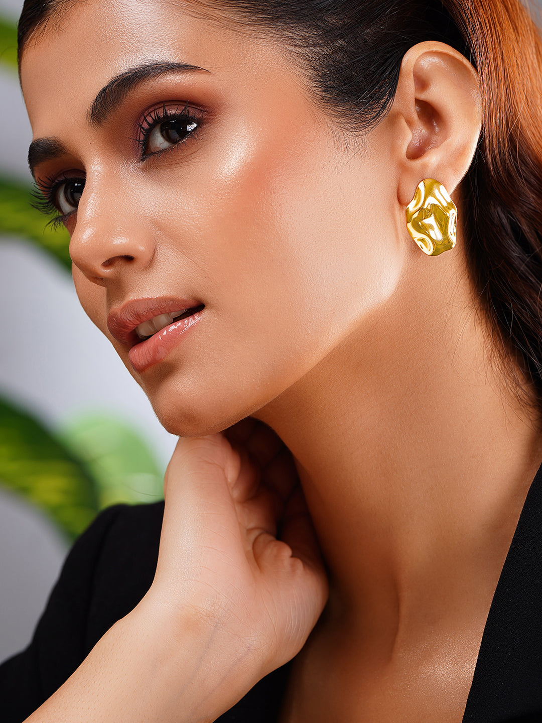 Demi Fine 18K Gold Plated Stainless steel Golden Mood Stud Earrings Length - 2.8 cm