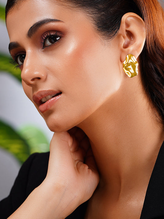 Demi Fine 18K Gold Plated Stainless steel Golden Mood Stud Earrings Length - 2.8 cm