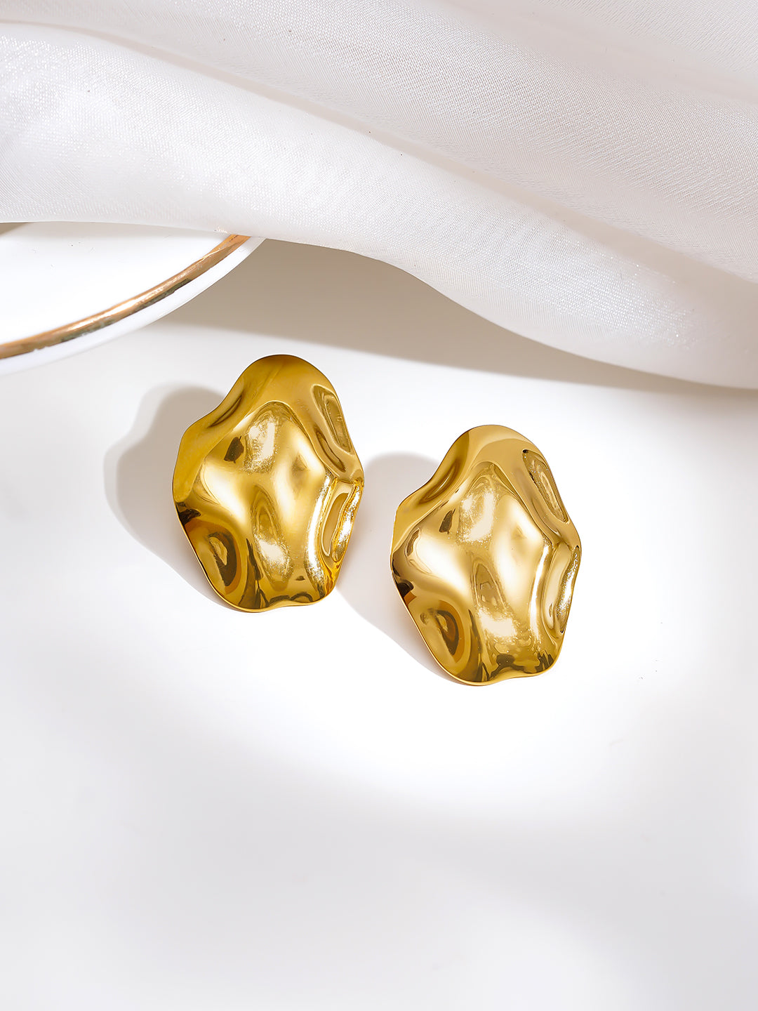 Demi Fine 18K Gold Plated Stainless steel Golden Mood Stud Earrings Length - 2.8 cm