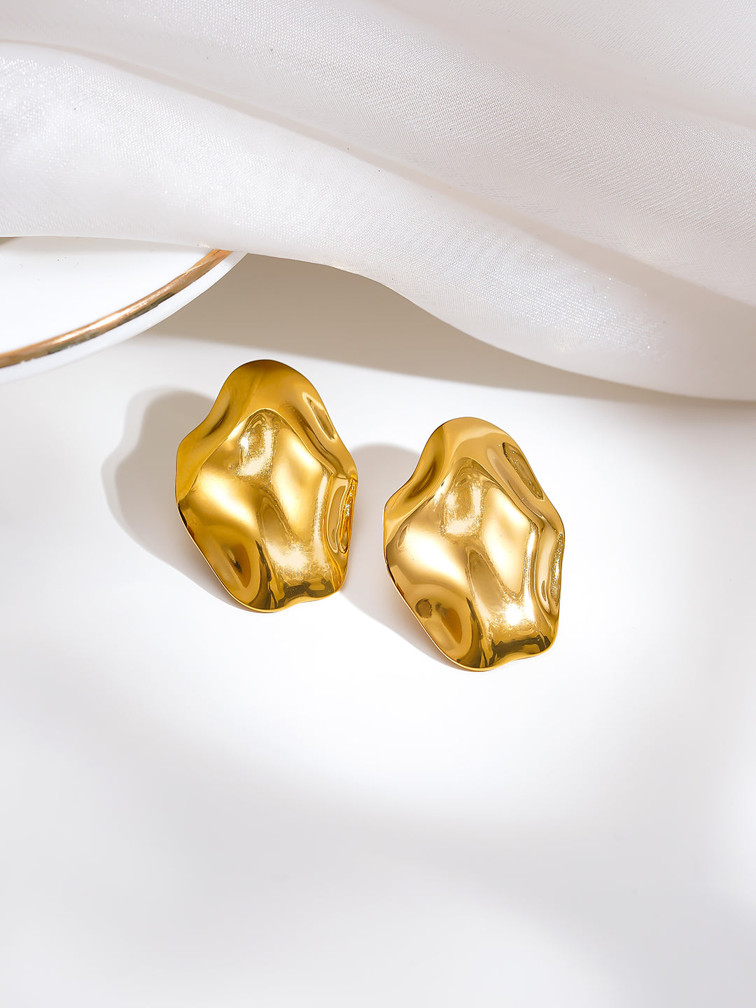Demi Fine 18K Gold Plated Stainless steel Golden Mood Stud Earrings Length - 2.8 cm