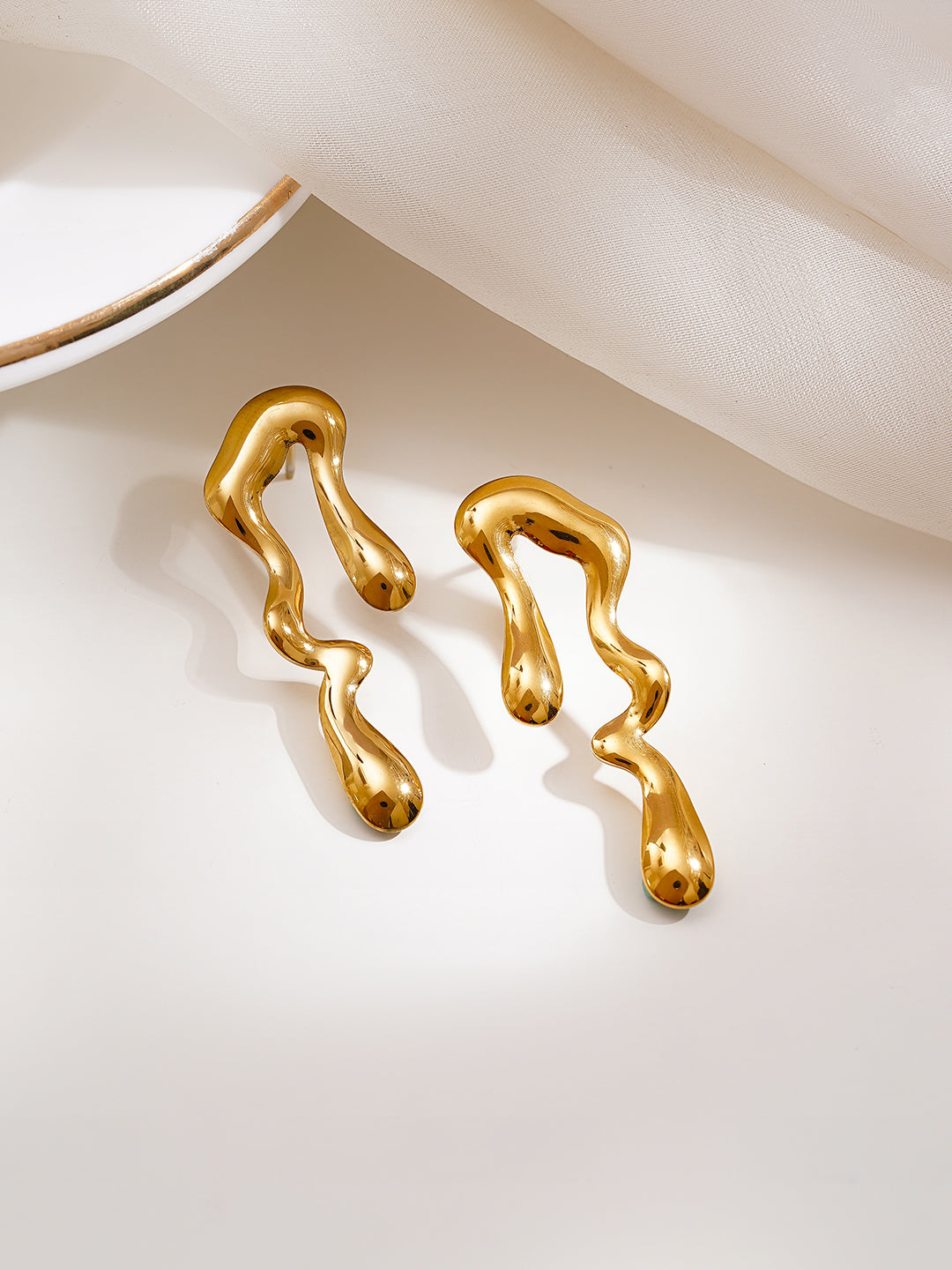 Demi Fine 18K Gold Plated Stainless steel Molten Glow Drop Earrings Length - 3.8 cm