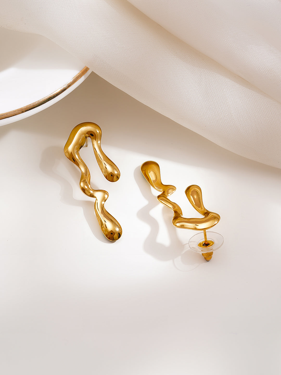 Demi Fine 18K Gold Plated Stainless steel Molten Glow Drop Earrings Length - 3.8 cm