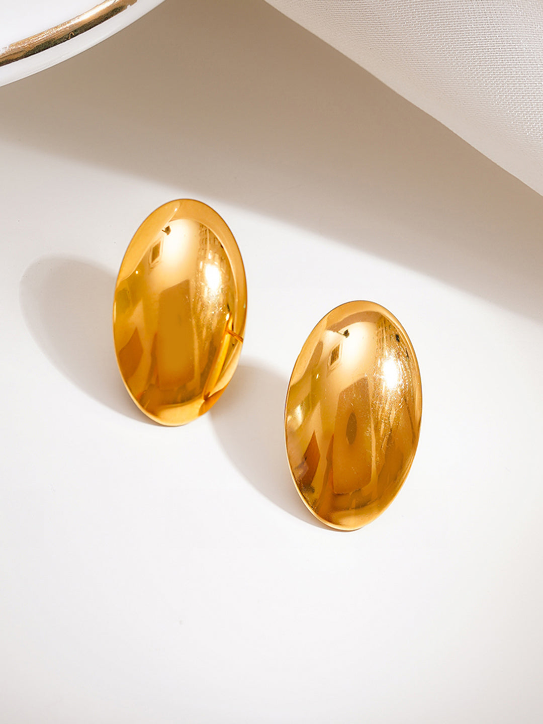 Demi Fine 18K Gold Plated Stainless steel Bold Dome Stud Earrings Length - 1.9 cm