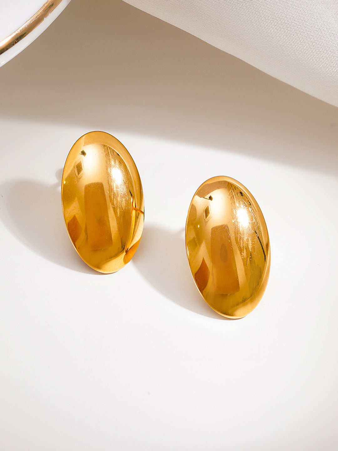 Demi Fine 18K Gold Plated Stainless steel Bold Dome Stud Earrings Length - 1.9 cm