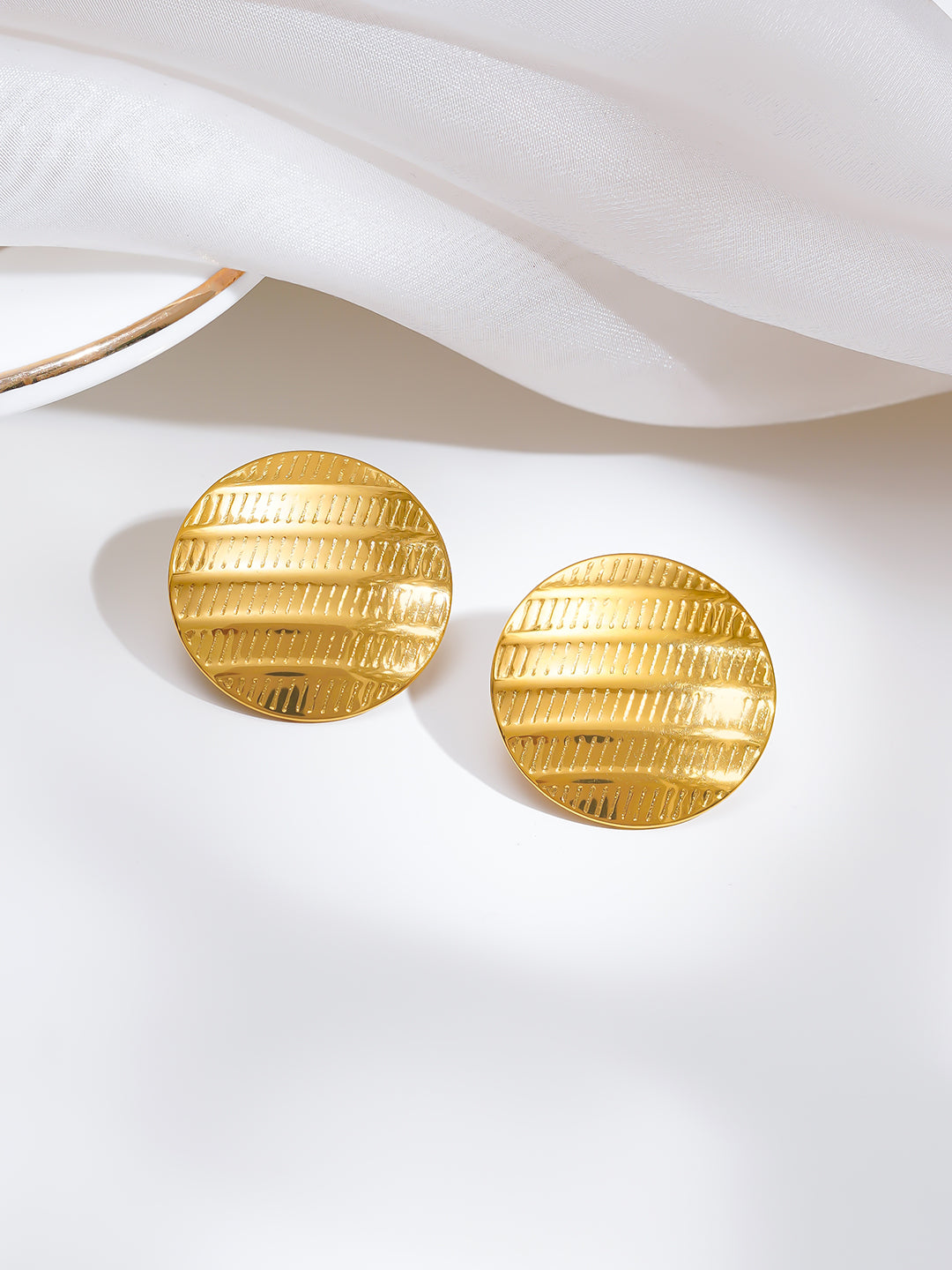 Demi Fine 18K Gold Plated Stainless steel Everyday Statement Studs Earrings Length - 2.4 cm