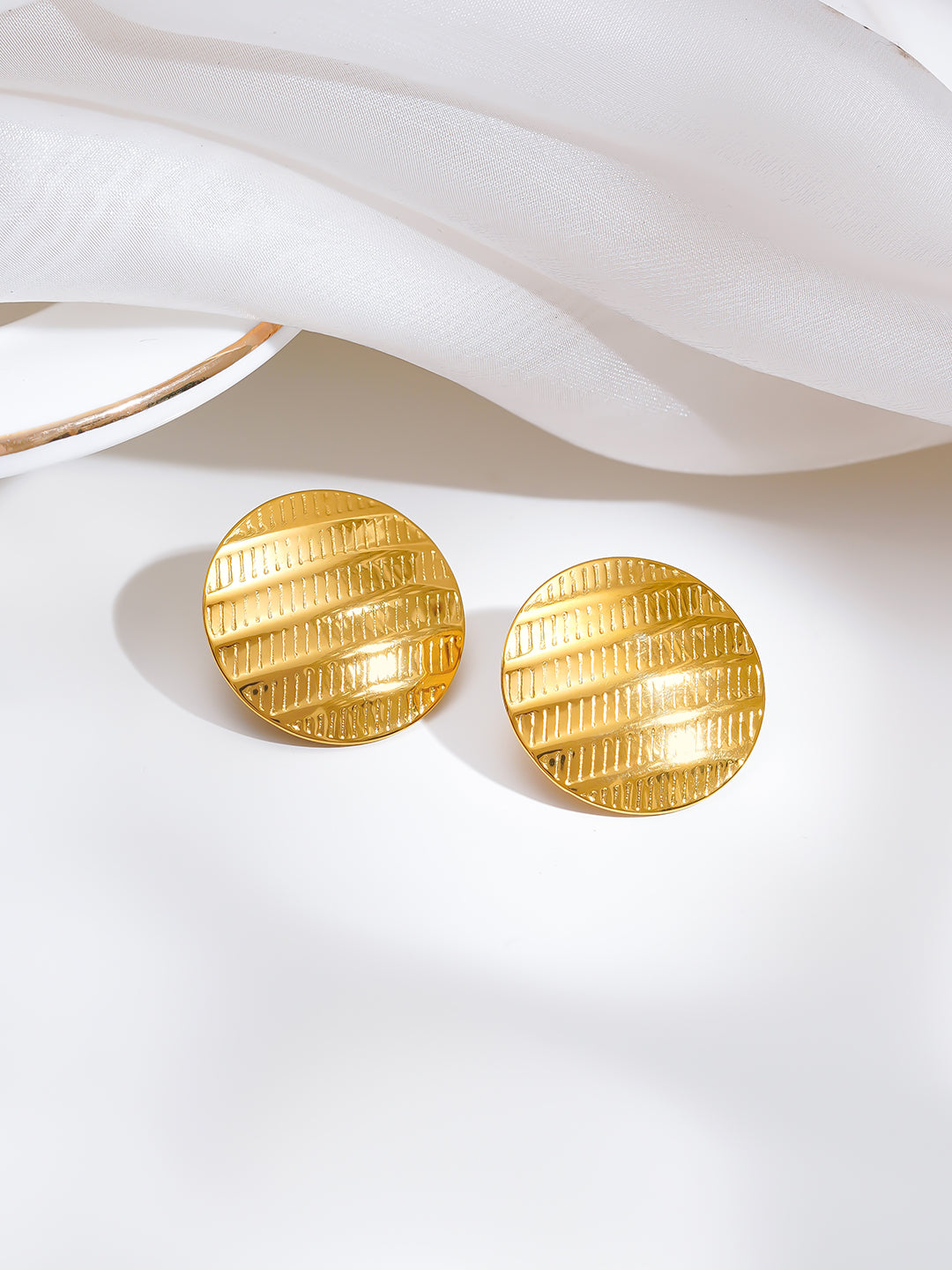 Demi Fine 18K Gold Plated Stainless steel Everyday Statement Studs Earrings Length - 2.4 cm