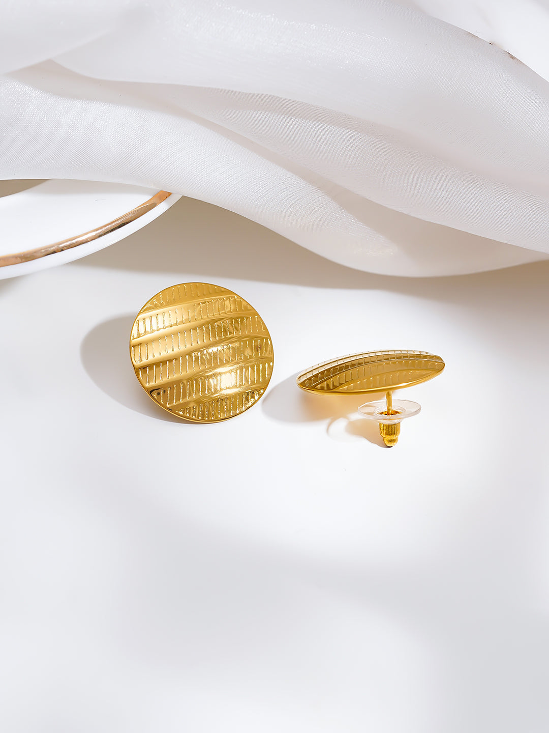 Demi Fine 18K Gold Plated Stainless steel Everyday Statement Studs Earrings Length - 2.4 cm