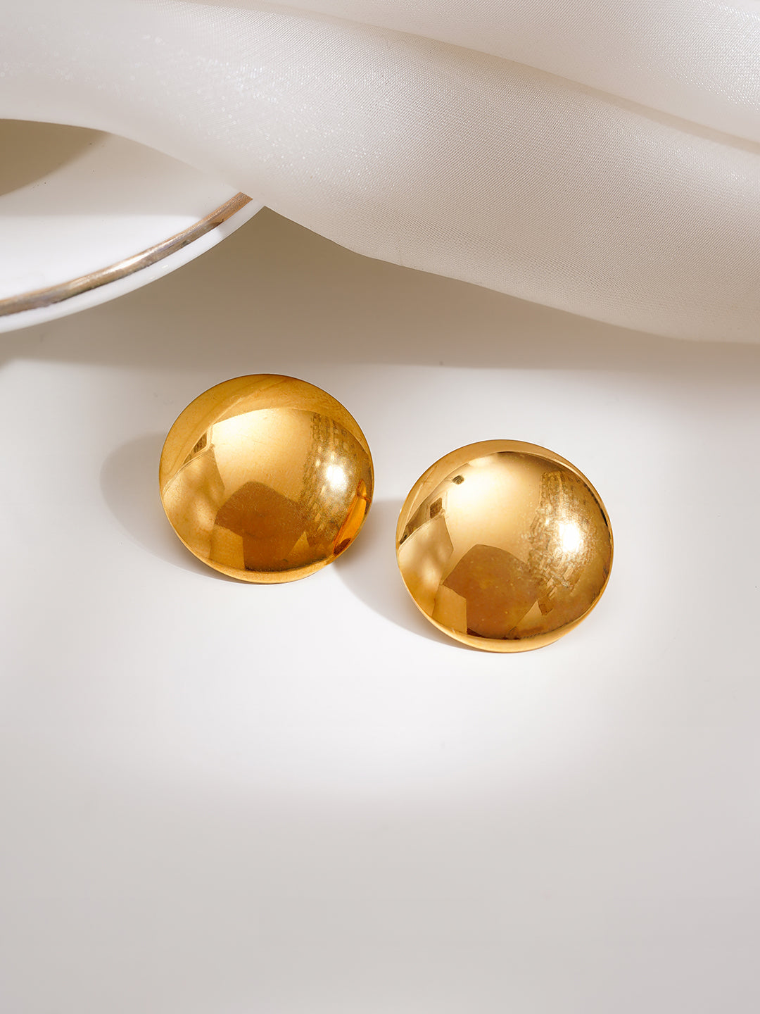 Demi Fine 18K Gold Plated Stainless steel Bold Dome Oversized Studs Earrings Length - 2.1 cm
