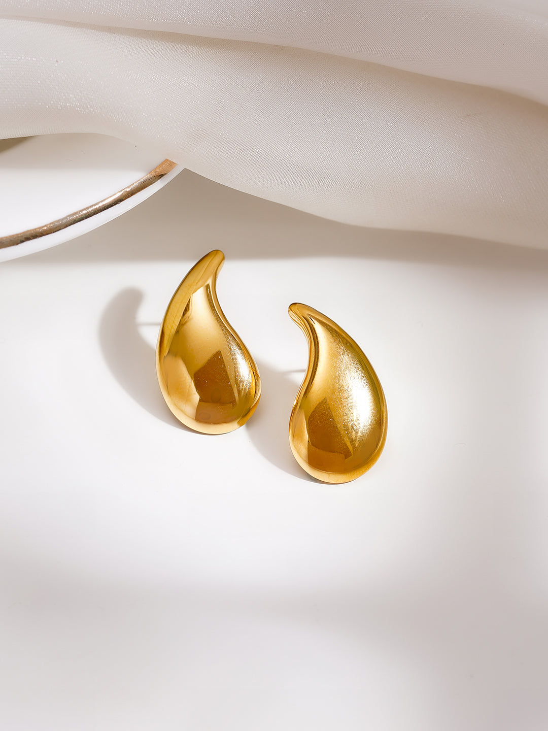 Demi Fine 18K Gold Plated Stainless steel Liquid Glow Statement Studs Earrings Length - 2.5 cm