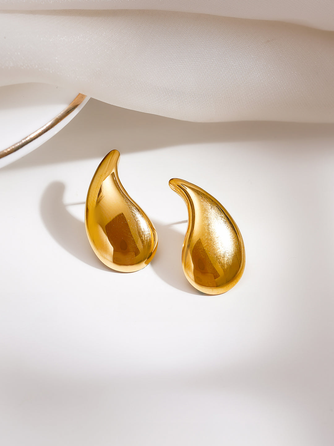 Demi Fine 18K Gold Plated Stainless steel Liquid Glow Statement Studs Earrings Length - 2.5 cm