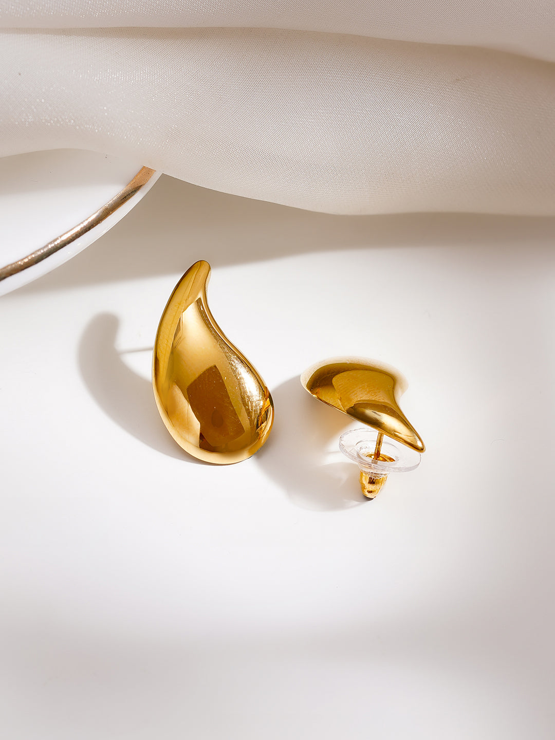 Demi Fine 18K Gold Plated Stainless steel Liquid Glow Statement Studs Earrings Length - 2.5 cm