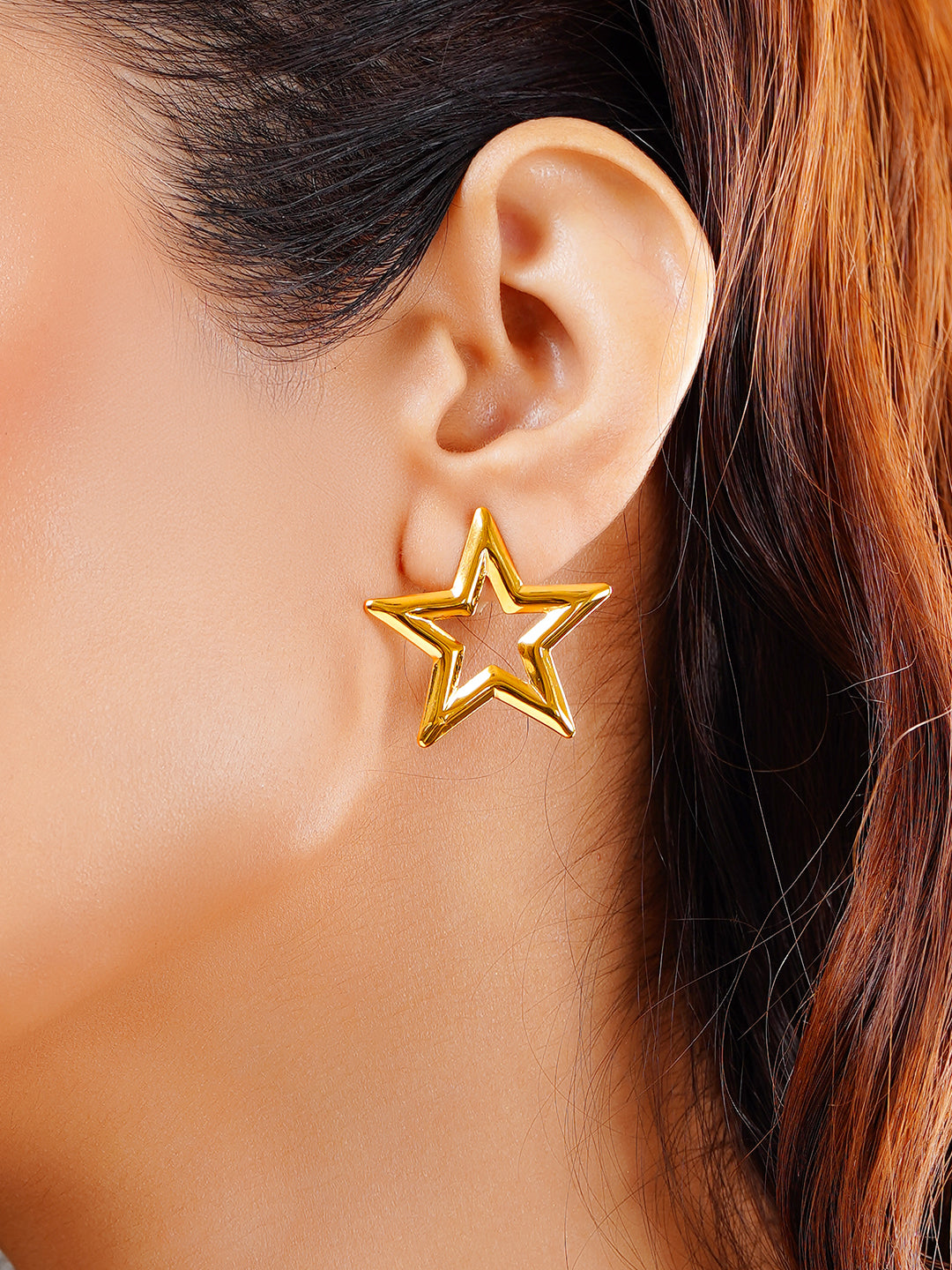 Demi Fine 18K Gold Plated Stainless steel Shooting Star Statement Studs Earrings Length - 3 cm