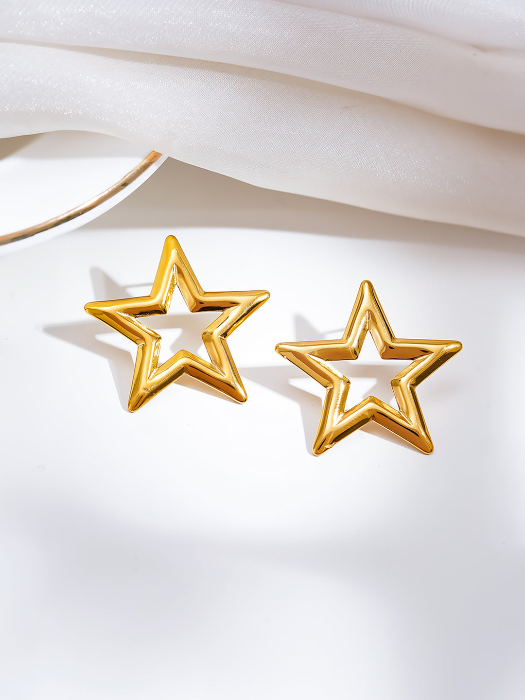 Demi Fine 18K Gold Plated Stainless steel Shooting Star Statement Studs Earrings Length - 3 cm