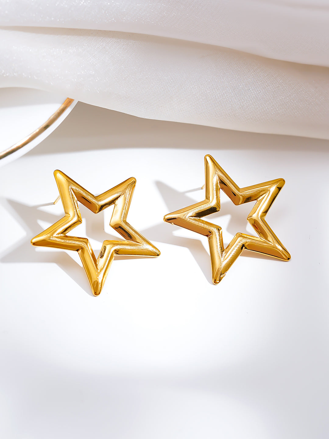 Demi Fine 18K Gold Plated Stainless steel Shooting Star Statement Studs Earrings Length - 3 cm
