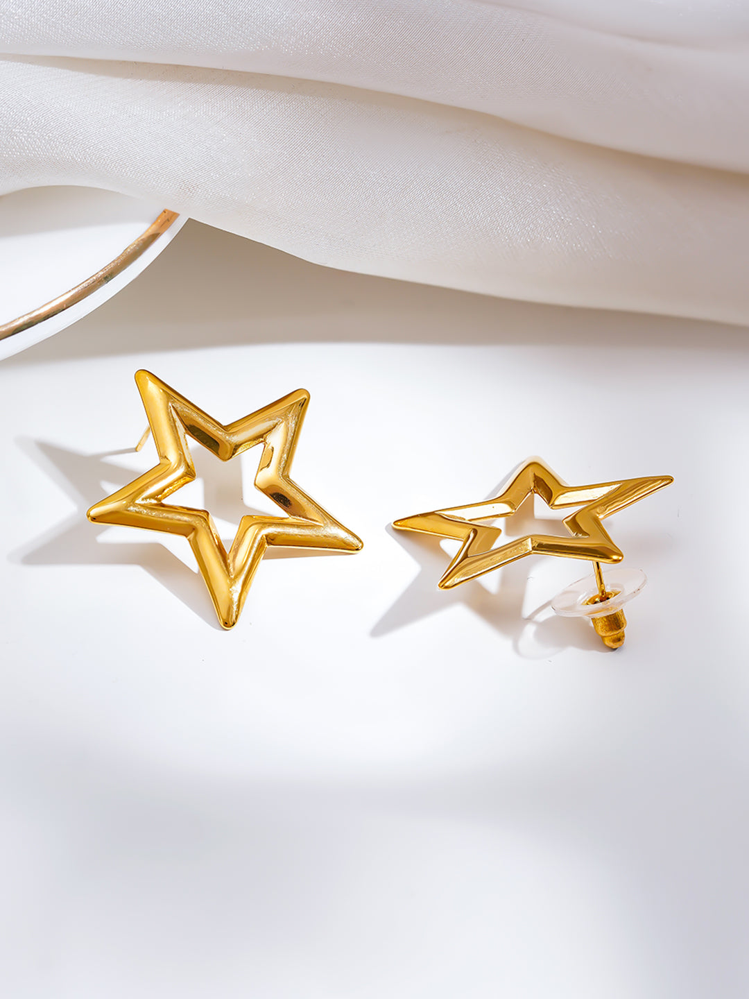 Demi Fine 18K Gold Plated Stainless steel Shooting Star Statement Studs Earrings Length - 3 cm