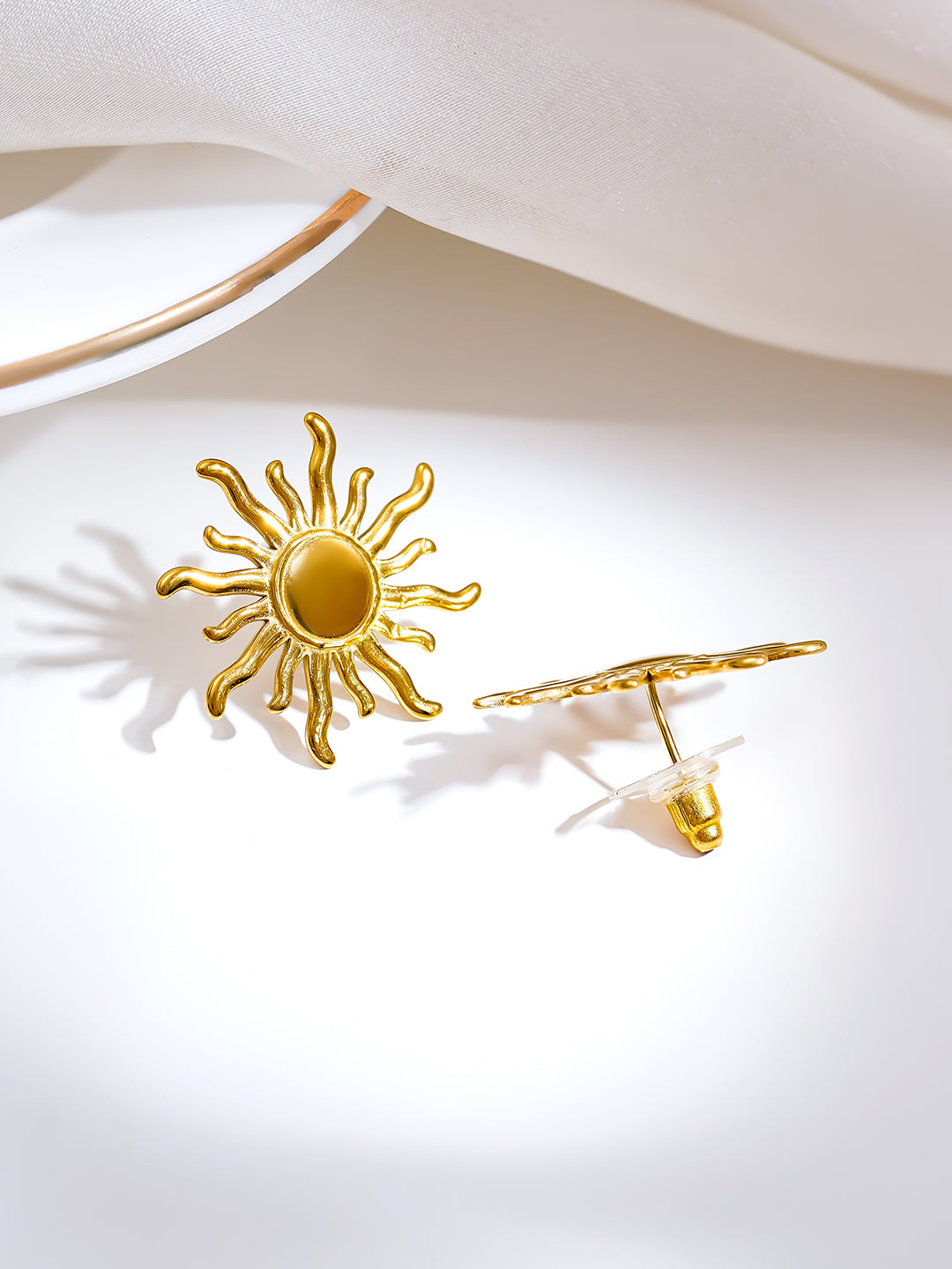 Demi Fine 18K Gold Plated Stainless steel Sun Stud Earrings Length -2.5 cm