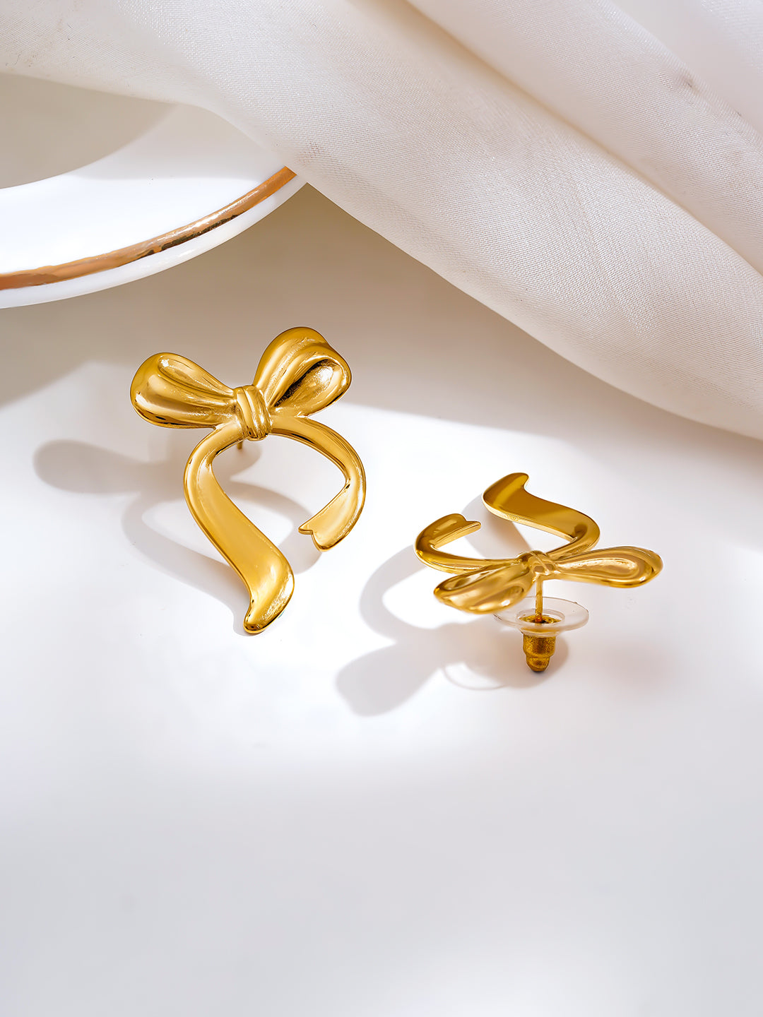 Demi Fine 18K Gold Plated Stainless steel Sweetheart Bow Drop Earrings Length - 3.4 cm