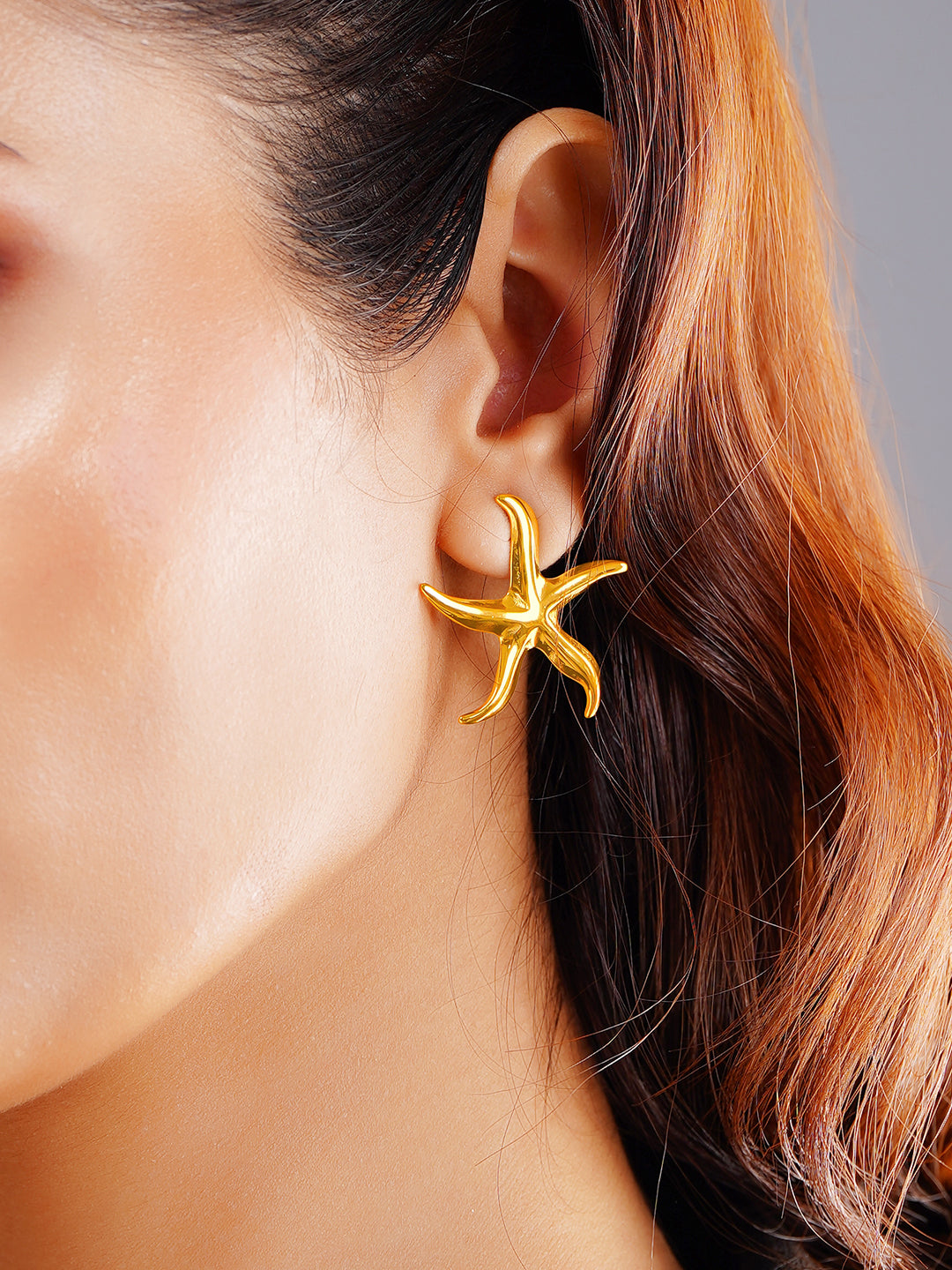 Demi Fine 18K Gold Plated Stainless steel Starfish Glow Statement Earrings Length - 3 cm