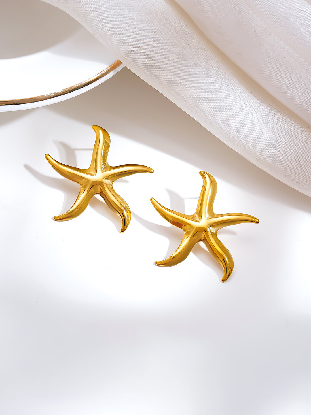 Demi Fine 18K Gold Plated Stainless steel Starfish Glow Statement Earrings Length - 3 cm