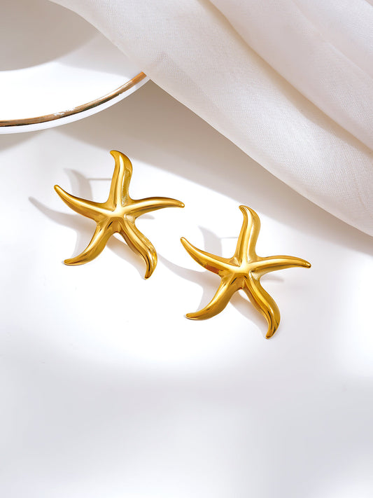 Demi Fine 18K Gold Plated Stainless steel Starfish Glow Statement Earrings Length - 3 cm