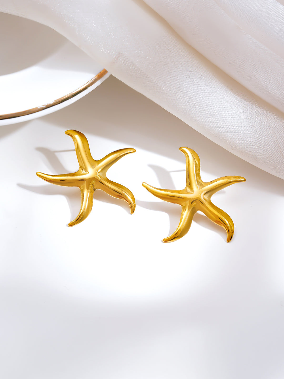 Demi Fine 18K Gold Plated Stainless steel Starfish Glow Statement Earrings Length - 3 cm