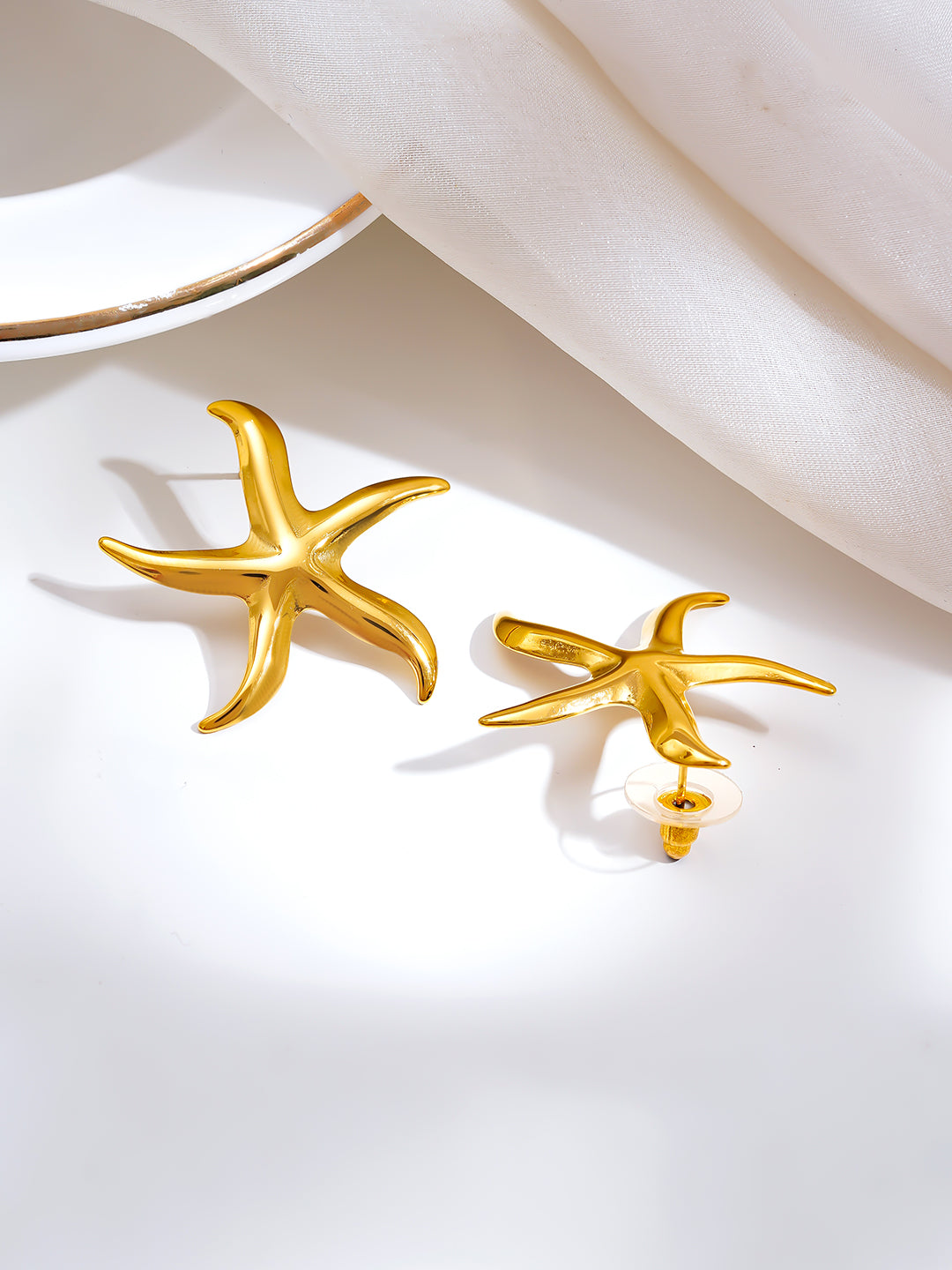 Demi Fine 18K Gold Plated Stainless steel Starfish Glow Statement Earrings Length - 3 cm