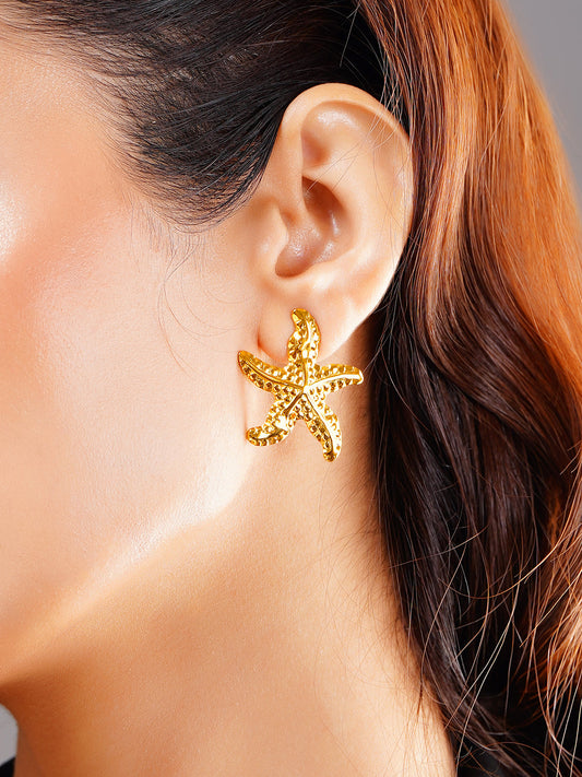 Demi Fine 18K Gold Plated Stainless steel Coastal Charm Statement Earrings Length - 3.2 cm