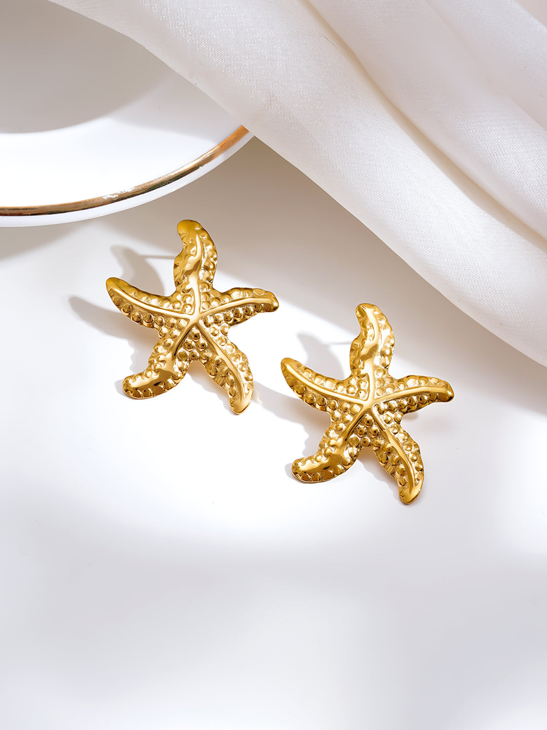 Demi Fine 18K Gold Plated Stainless steel Coastal Charm Statement Earrings Length - 3.2 cm