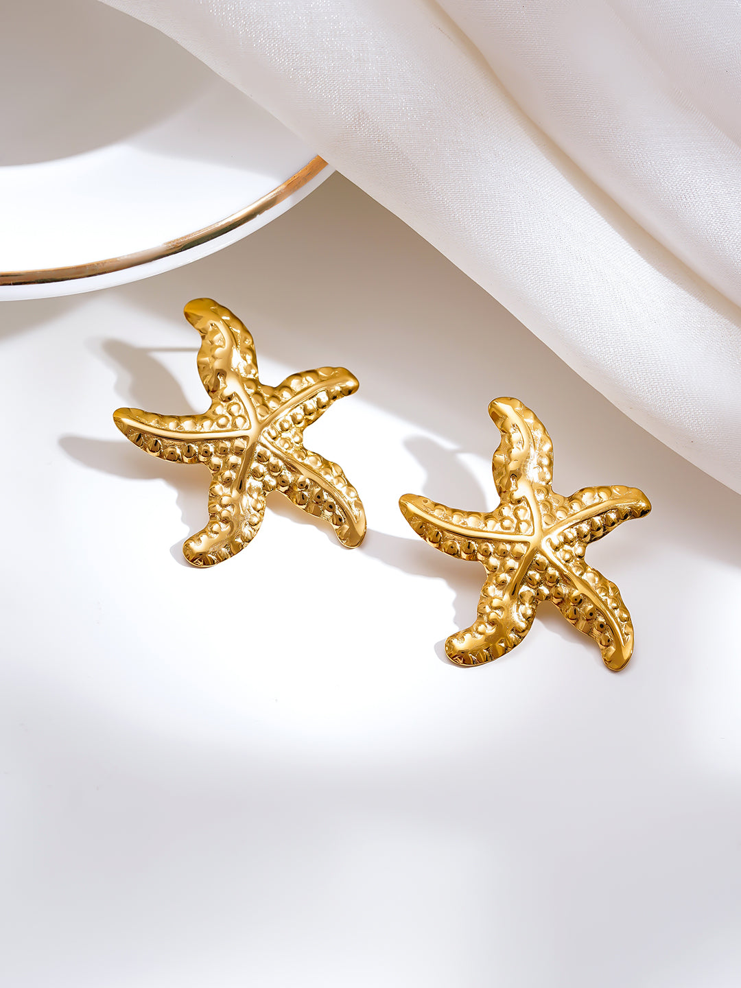 Demi Fine 18K Gold Plated Stainless steel Coastal Charm Statement Earrings Length - 3.2 cm