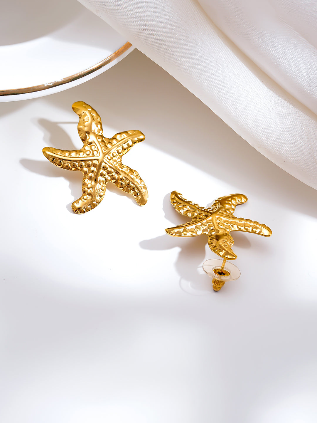 Demi Fine 18K Gold Plated Stainless steel Coastal Charm Statement Earrings Length - 3.2 cm