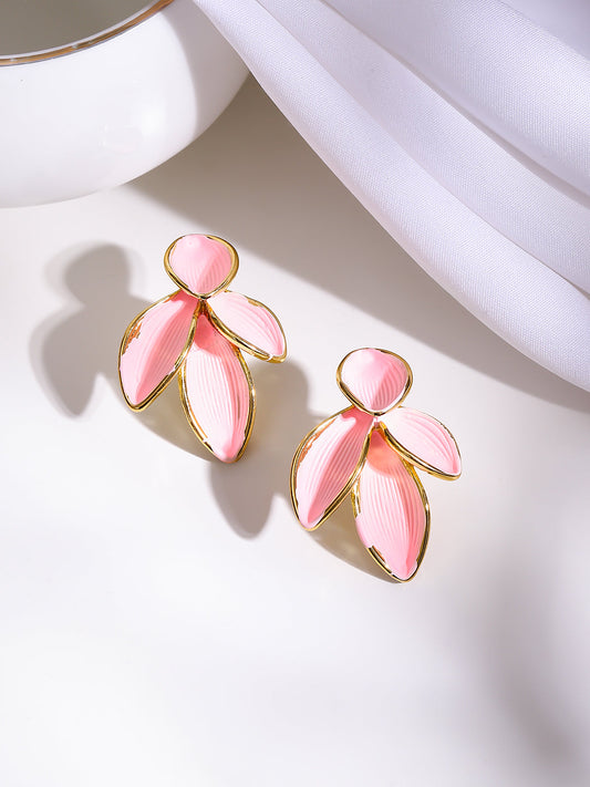 【Rubans】 Gold Plated Blush Petal Stud Earrings｜ゴールドメッキ ブラッシュ ペタル スタッドイヤリング